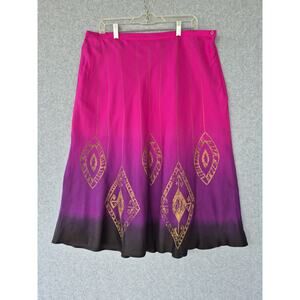 Chicos Sz 3 VTG 100% Silk Colorful Ombre Midi Skirt Sz XL Boho Artsy NWT